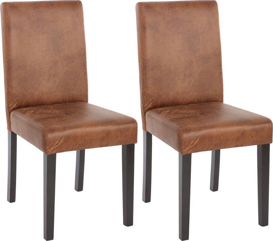 Cosmo Casa Set van 2 eetkamerstoelen keukenstoelen Littau Textiel Imitatie suède Donkere poten