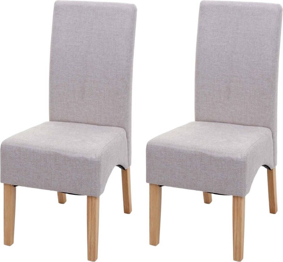 MCW Set van 2 Latina eetkamerstoelen keukenstoel stof textiel MVG-gecertificeerd ~ crème beige lichtgekleurde poten