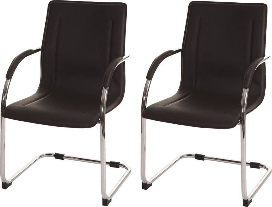 MCW Set van 2 eetkamerstoelen Samara vrijdragende keukenstoel fauteuil stoel staal ~ bruin
