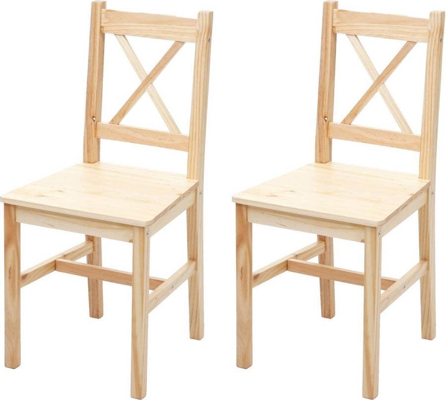 MCW Set van 2 eetkamerstoelen -F77 relax keukenstoel stoel massief hout landhuis ~ grenen geglazuurd