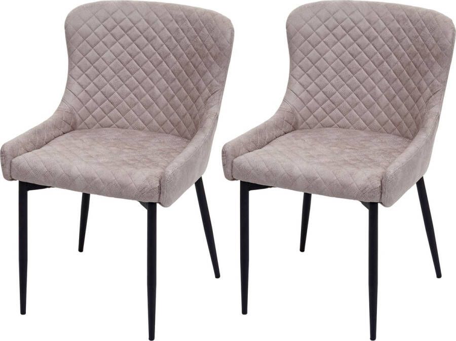 MCW Set van 2 eetkamerstoelen -H79 keukenstoel fauteuil stoel vintage metaal ~ stof textiel grijs