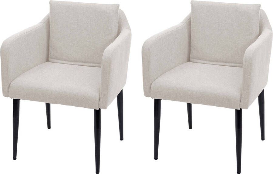 MCW Set van 2 eetkamerstoelen -H93 keukenstoel fauteuil stoel ~ stof textiel crème-beige