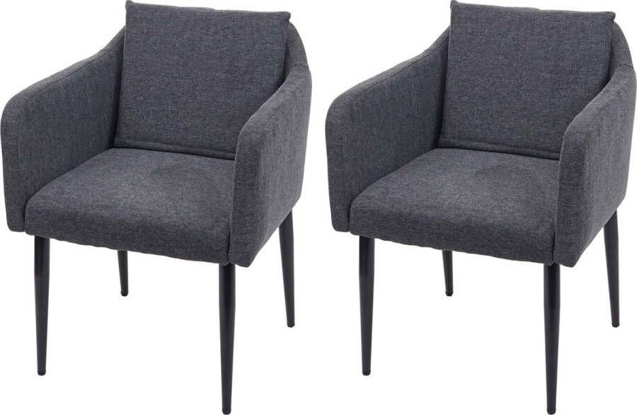 MCW Set van 2 eetkamerstoelen -H93 keukenstoel fauteuil stoel ~ stof textiel donkergrijs