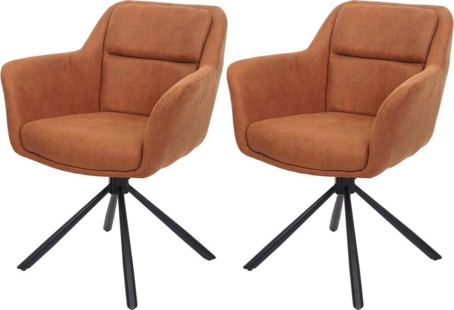 MCW Set van 2 eetkamerstoelen -K33 keukenstoel draaibare autostoel stof textiel ~ suède look bruin