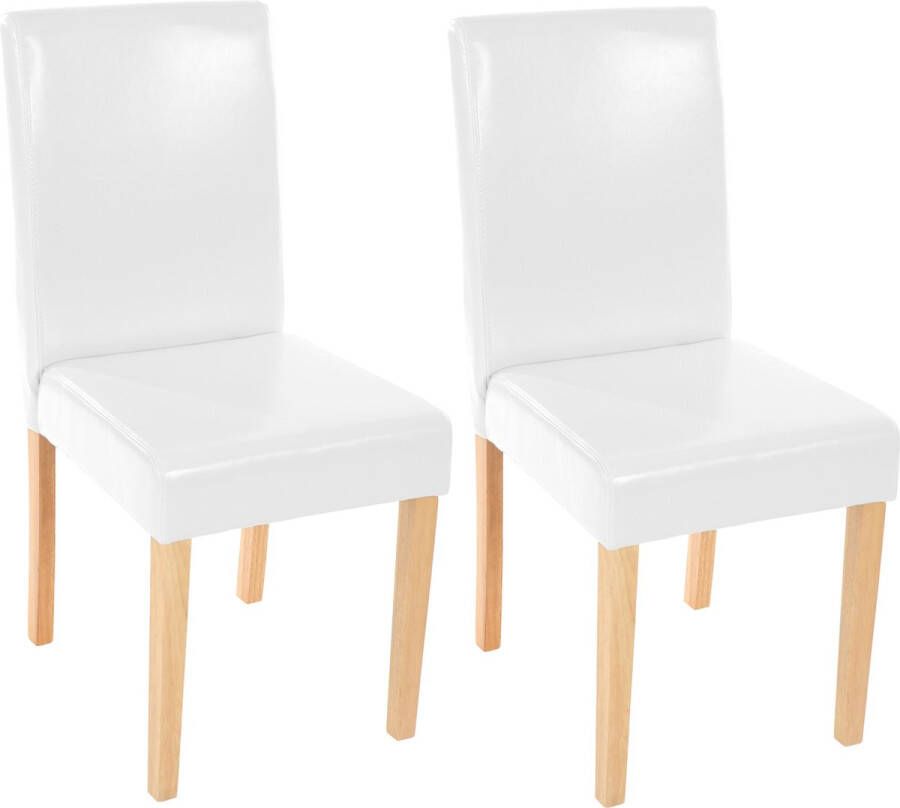 MCW Set van 2 eetkamerstoelen Keukenstoel Littau ~ leer wit lichtgekleurde poten