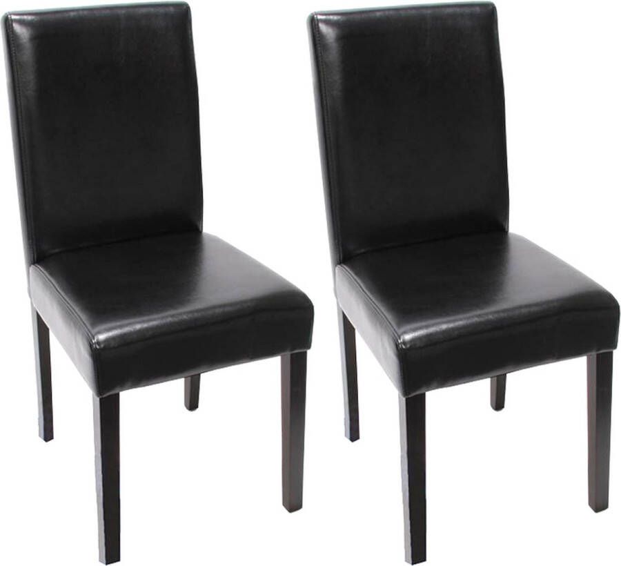 MCW Set van 2 eetkamerstoelen Keukenstoel Littau ~ leer zwart donkere poten