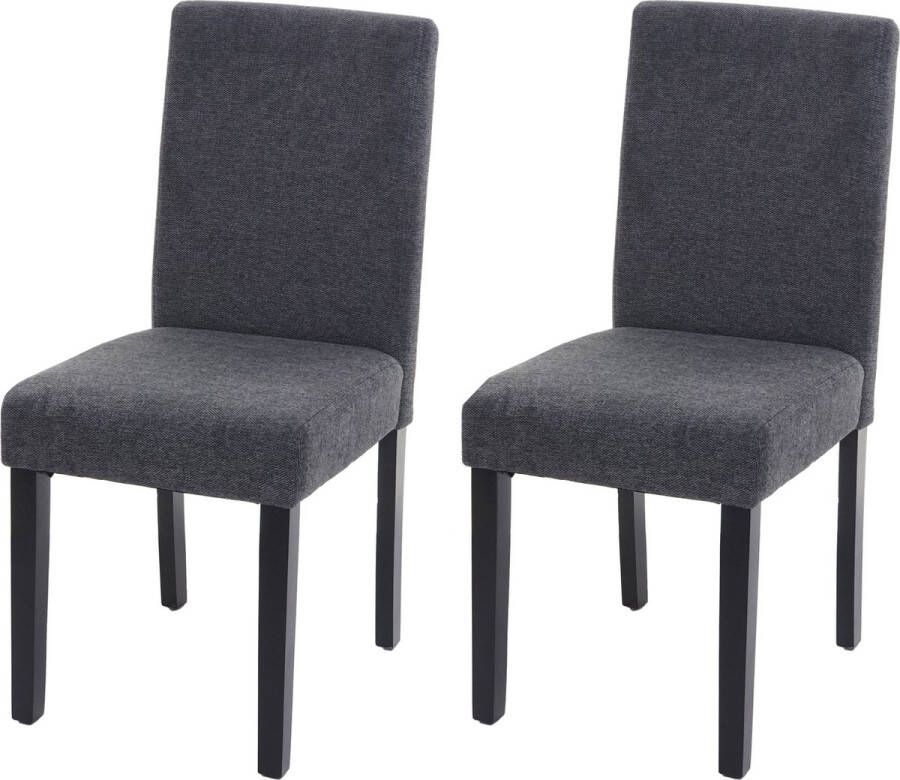 MCW Set van 2 eetkamerstoelen Keukenstoel Littau ~ textiel antracietgrijs donkere poten