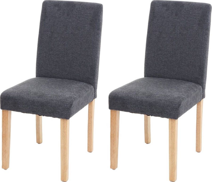 MCW Set van 2 eetkamerstoelen Keukenstoel Littau ~ textiel antracietgrijs lichte poten