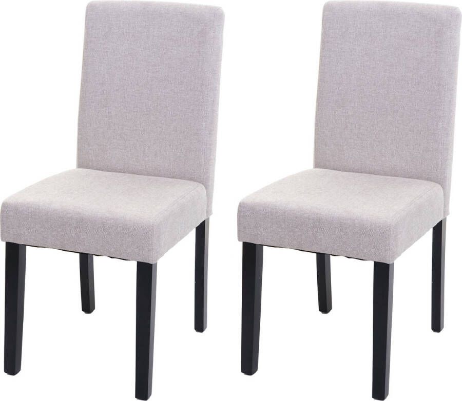 MCW Set van 2 eetkamerstoelen Keukenstoel Littau ~ textiel crème-beige donkere poten