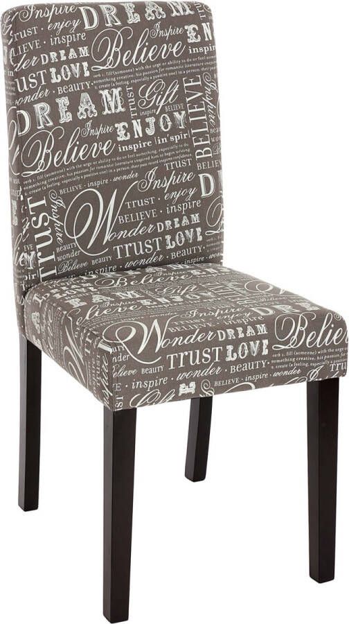 MCW Set van 2 eetkamerstoelen Keukenstoel Littau ~ textiel met letters grijs donkere poten