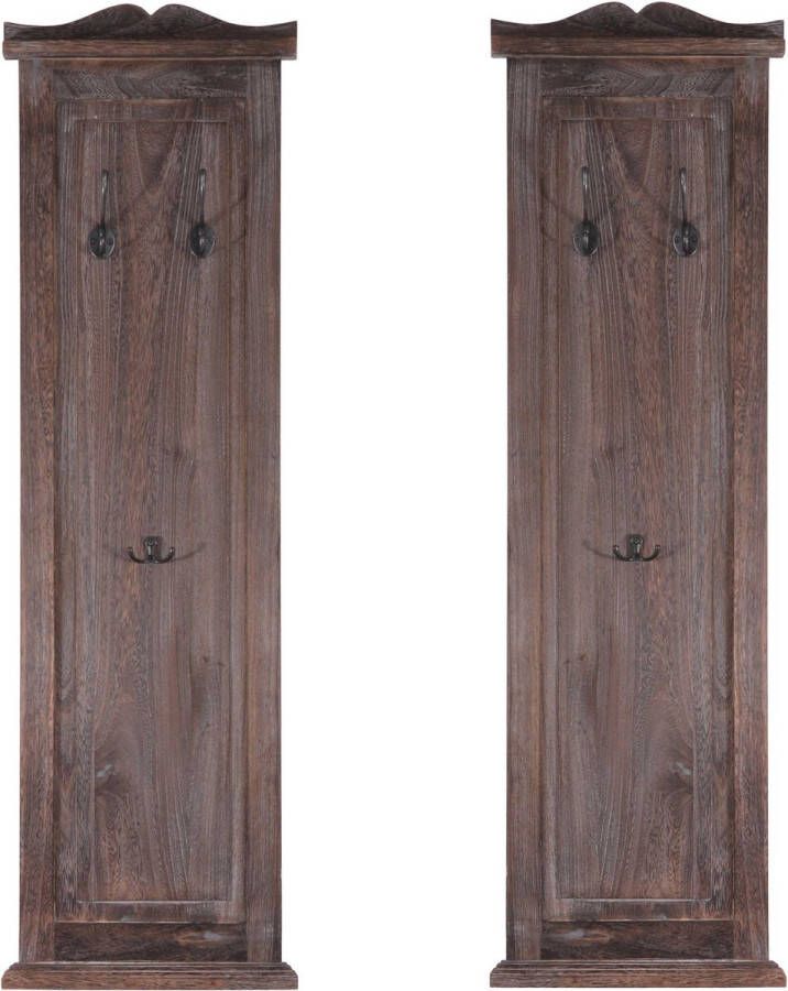 MCW Set van 2 kapstokken T33 wandkapstok kapstokpaneel wandhaken hout 109x28x4cm ~ bruin shabby