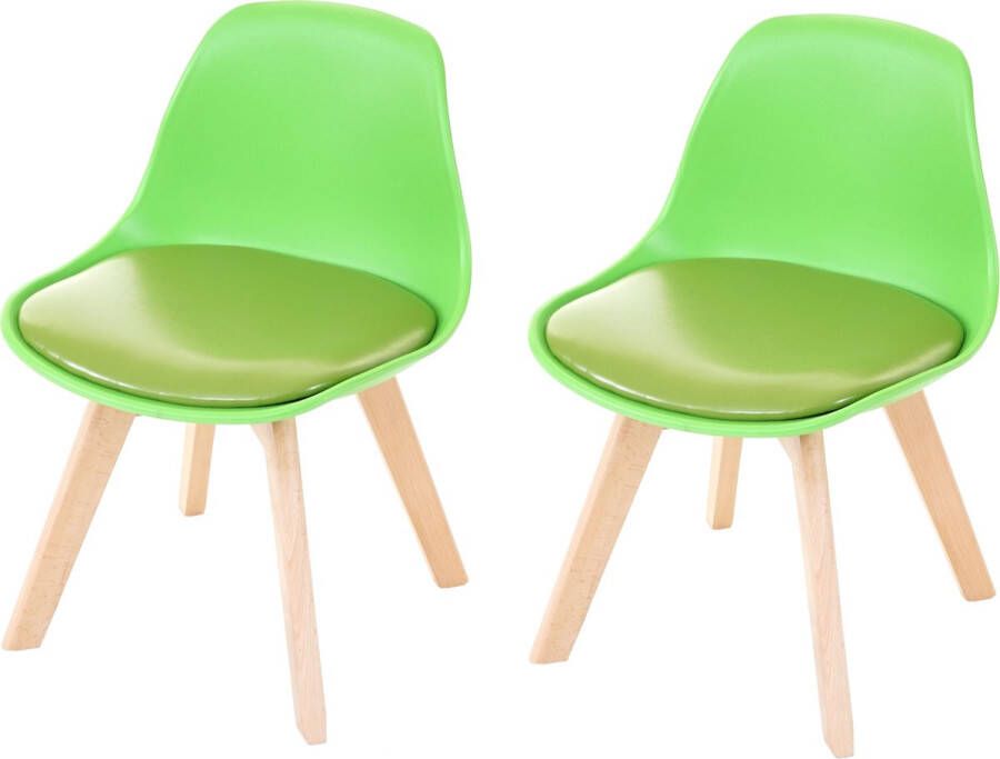 MCW Set van 2 kinderstoelen -E81 kinderkruk stoel kindermeubilair kinderkamer 55x38x39cm ~ kunstleer groen