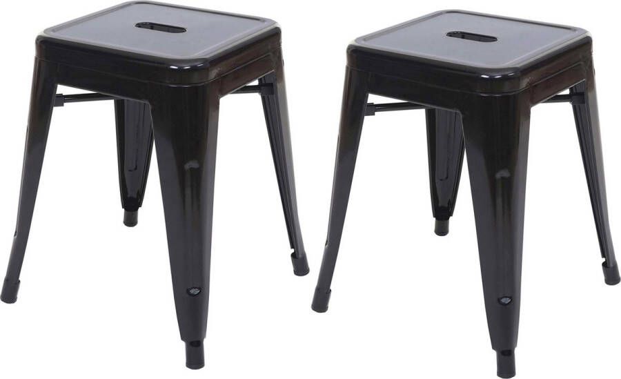 MCW Set van 2 krukken -A73 metalen kruk zitkruk metalen industrieel ontwerp stapelbaar ~ zwart