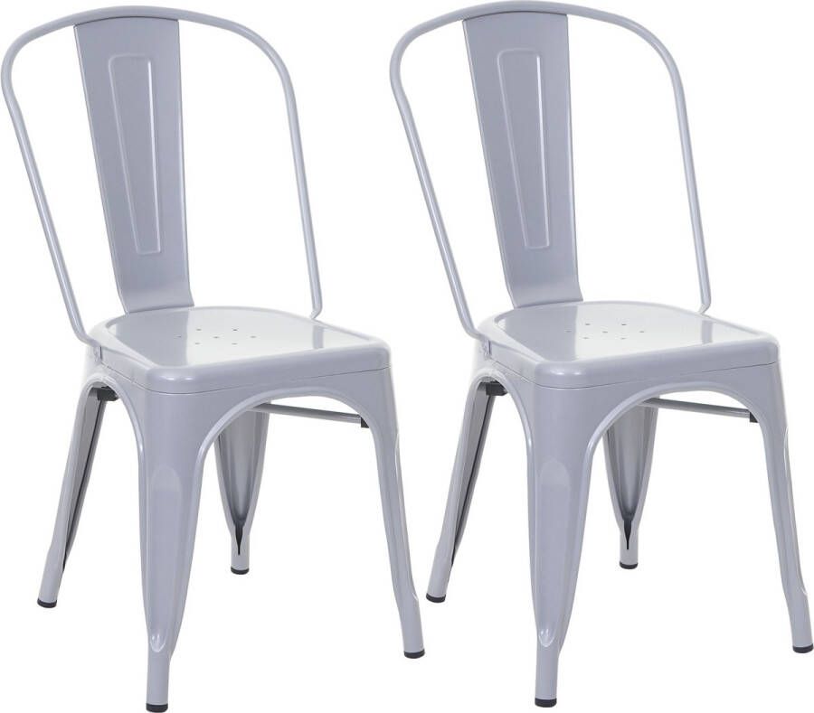 MCW Set van 2 stoelen -A73 bistrostoel stapelstoel metalen industrieel ontwerp stapelbaar ~ grijs