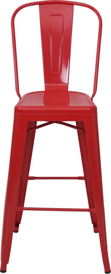 MCW Set van 4 barkrukken -A73 barkruk met rugleuning metalen industrieel ontwerp ~ rood