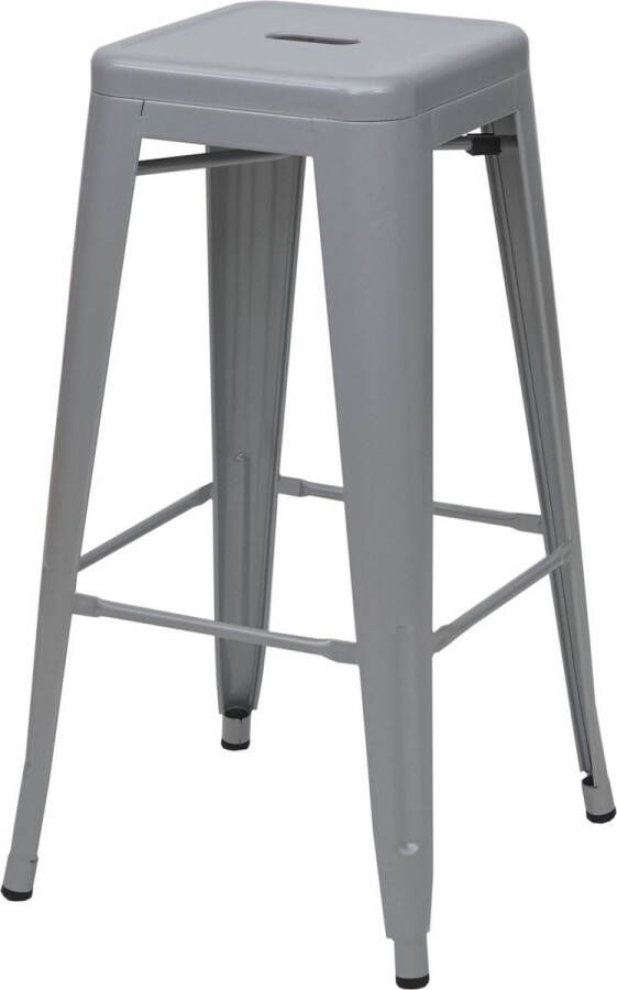 MCW Set van 4 barkrukken -A73 barkruk tegenkruk metalen industrieel ontwerp stapelbaar ~ grijs