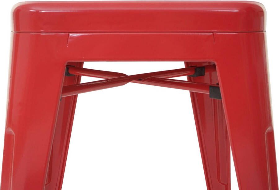 MCW Set van 4 barkrukken -A73 barkruk tegenkruk metalen industrieel ontwerp stapelbaar ~ rood