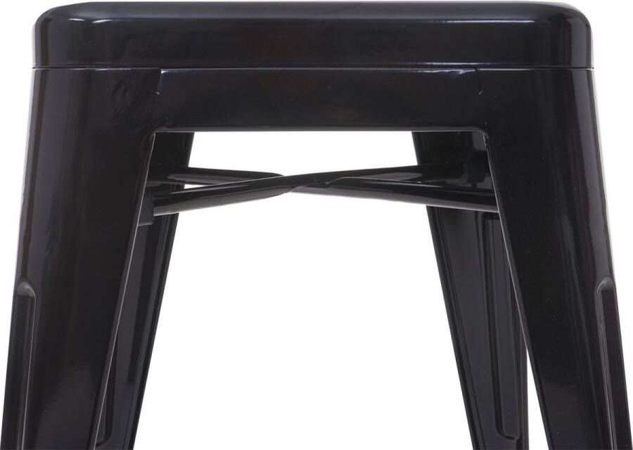 MCW Set van 4 barkrukken -A73 barkruk tegenkruk metalen industrieel ontwerp stapelbaar ~ zwart