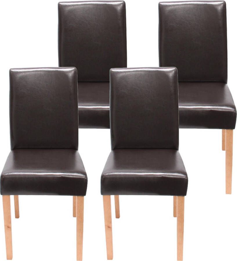 MCW Set van 4 eetkamerstoelen Keukenstoel Littau MVG-gecertificeerd ~ kunstleer bruine lichtgekleurde poten