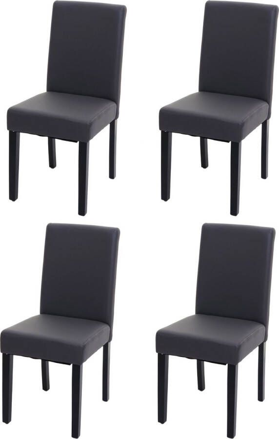 MCW Set van 4 eetkamerstoelen Keukenstoel Littau MVG-gecertificeerd ~ kunstleer mat grijs donkere poten