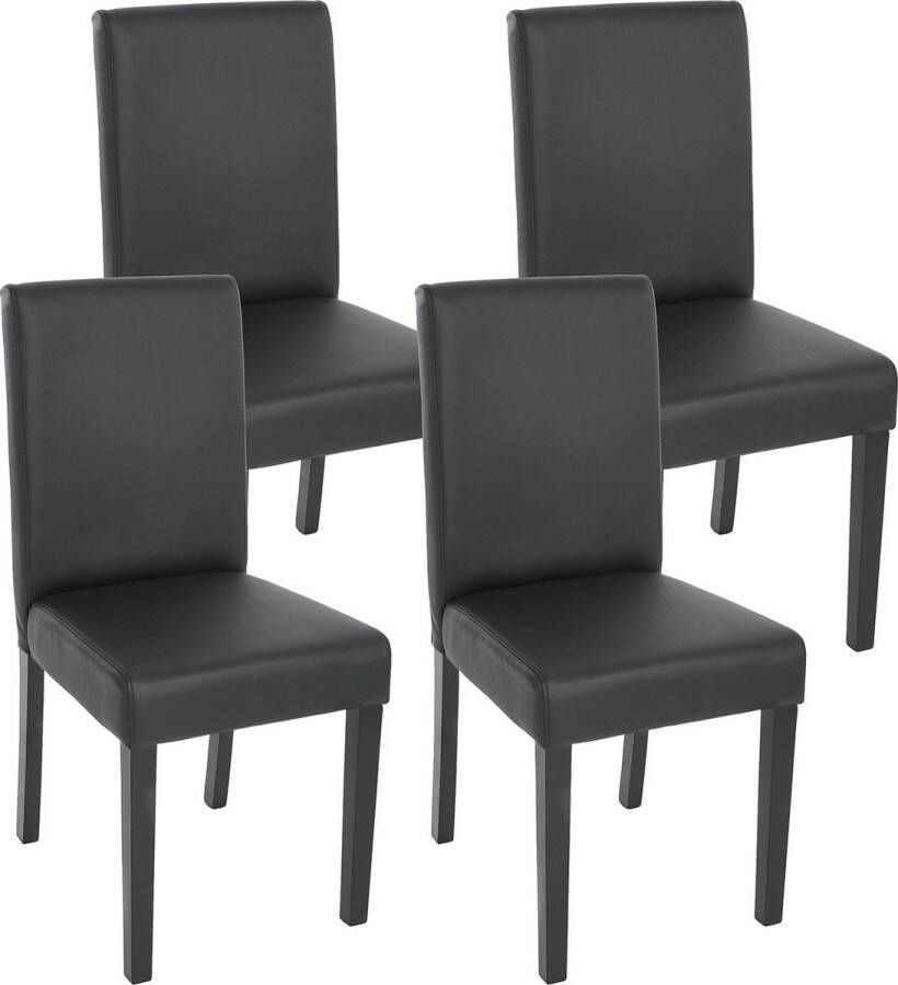 MCW Set van 4 eetkamerstoelen Keukenstoel Littau ~ kunstleer mat zwart donkere poten