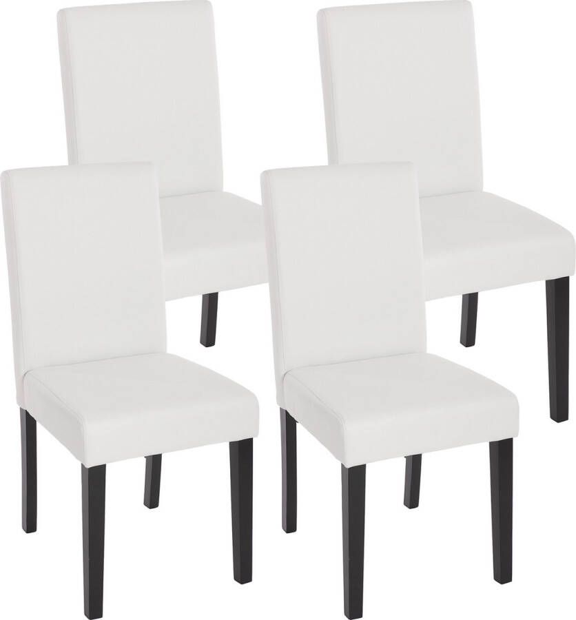 MCW Set van 4 eetkamerstoelen Keukenstoel Littau ~ kunstleer mat wit donkere poten