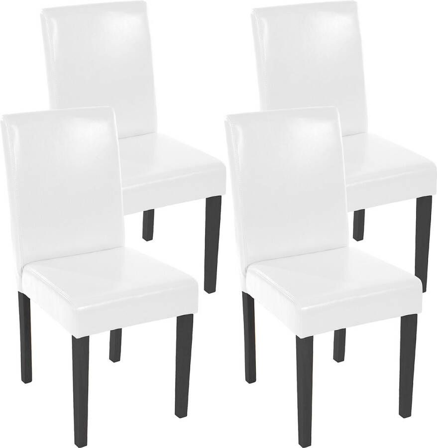 MCW Set van 4 eetkamerstoelen Keukenstoel Littau MVG-gecertificeerd ~ kunstleer witte donkere poten