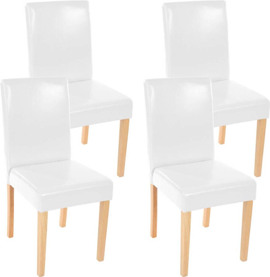 MCW Set van 4 eetkamerstoelen Keukenstoel Littau MVG-gecertificeerd ~ kunstleer witte lichtgekleurde poten