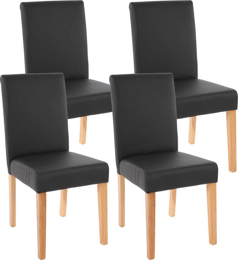 MCW Set van 4 eetkamerstoelen Keukenstoel Littau ~ kunstleer mat zwart lichtgekleurde poten