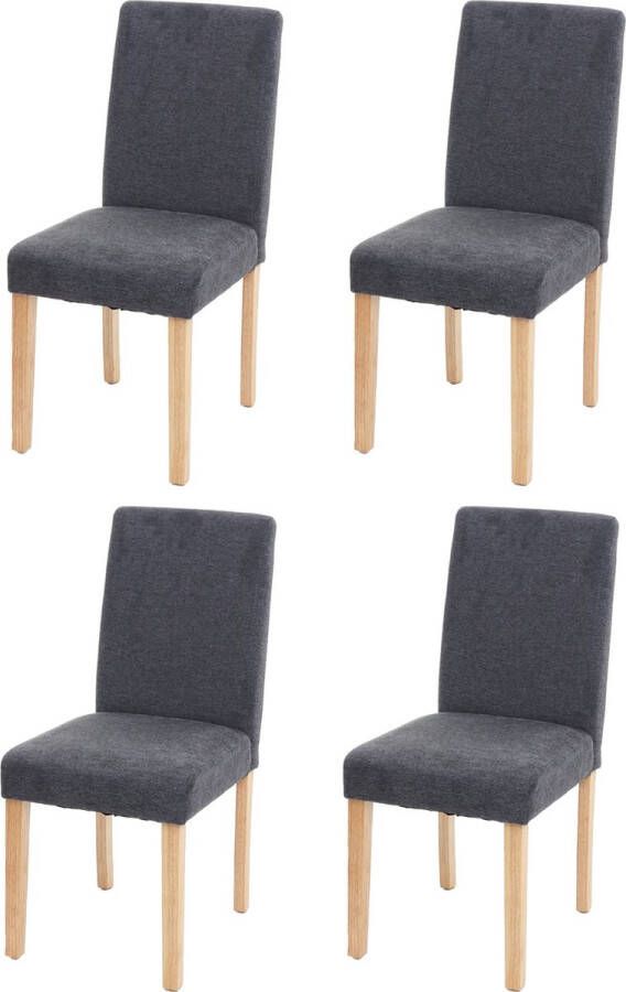 MCW Set van 4 eetkamerstoelen Keukenstoel Littau ~ textiel antracietgrijs lichte poten