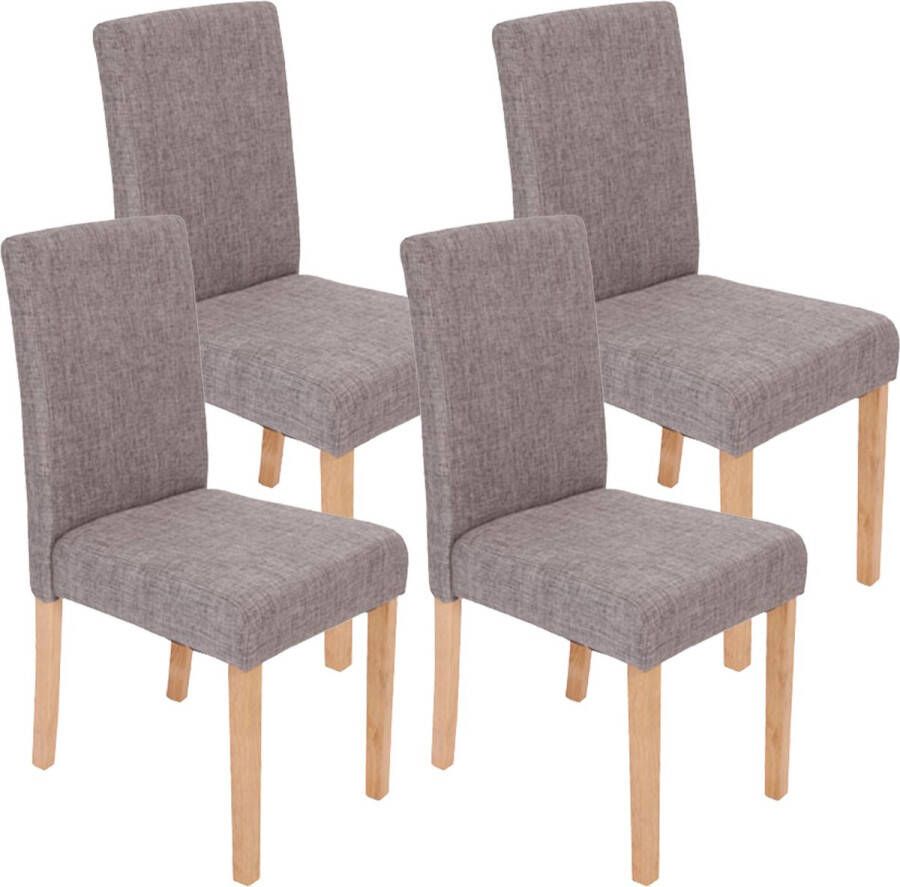 MCW Set van 4 eetkamerstoelen Keukenstoel Littau ~ textiel grijs lichte poten