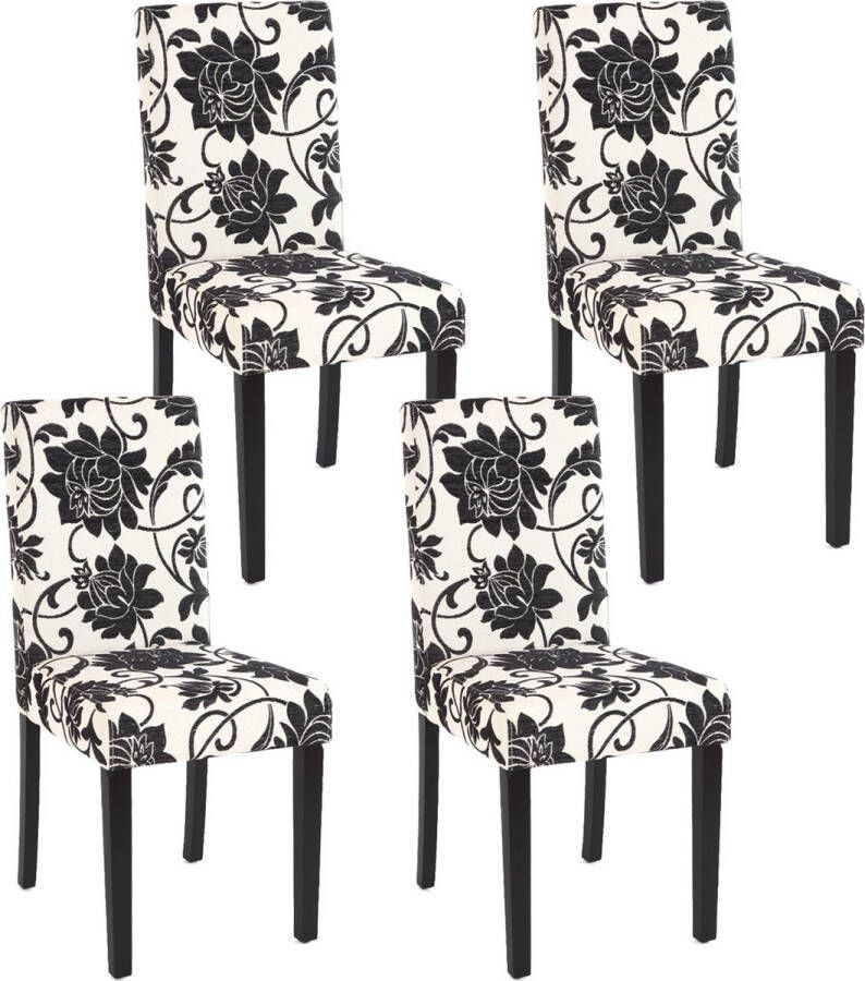 MCW Set van 4 eetkamerstoelen Keukenstoel Littau ~ textiel jacquard donkere poten