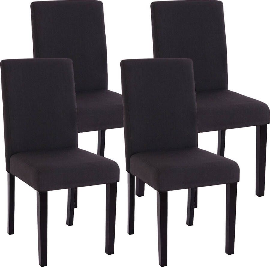 MCW Set van 4 eetkamerstoelen Keukenstoel Littau ~ textiel zwart donkere poten