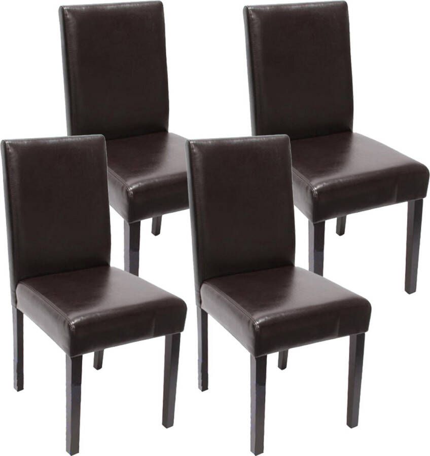 MCW Set van 4 eetkamerstoelen Keukenstoel Littau ~ kunstleer bruine donkere poten