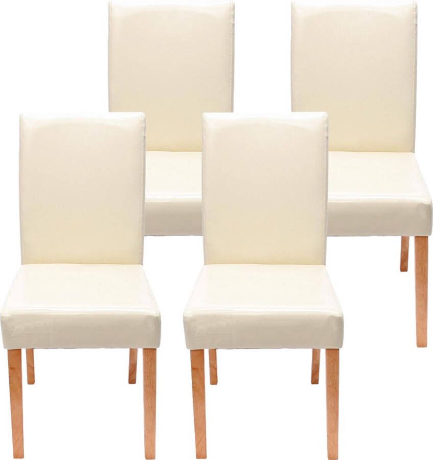 MCW Set van 4 eetkamerstoelen Keukenstoel Littau ~ kunstleer crème lichtgekleurde poten