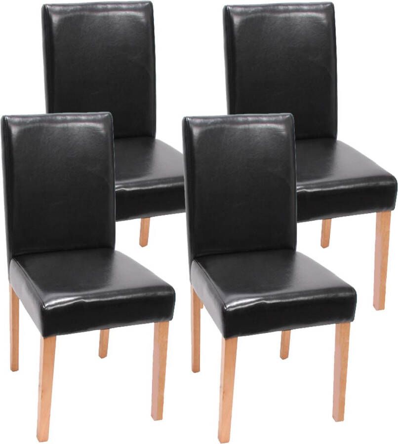 MCW Set van 4 eetkamerstoelen Keukenstoel Littau ~ kunstleer zwarte lichtgekleurde poten