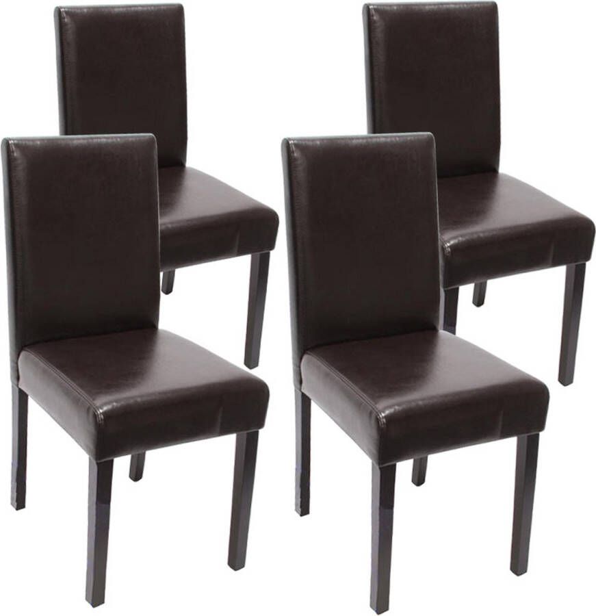 MCW Set van 4 eetkamerstoelen Keukenstoel Littau ~ leer bruine donkere poten