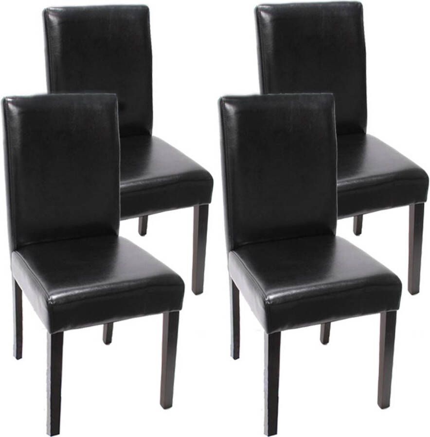 MCW Set van 4 eetkamerstoelen Keukenstoel Littau ~ leer zwarte donkere poten