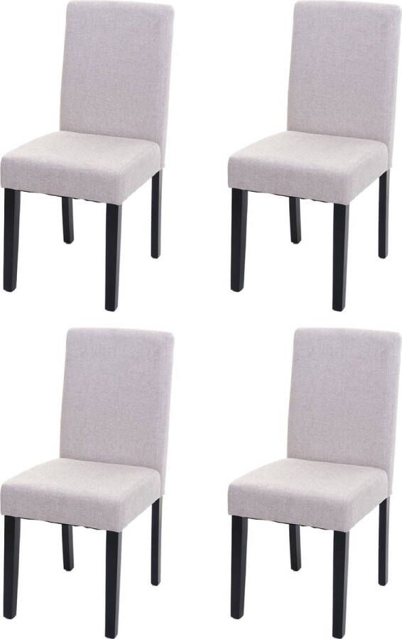 MCW Set van 4 eetkamerstoelen Keukenstoel Littau ~ textiel crème-beige donkere poten