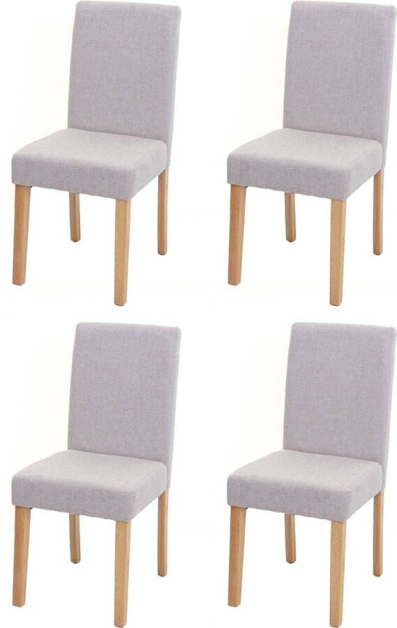 MCW Set van 4 eetkamerstoelen Keukenstoel Littau ~ textiel crème-beige lichtgekleurde poten