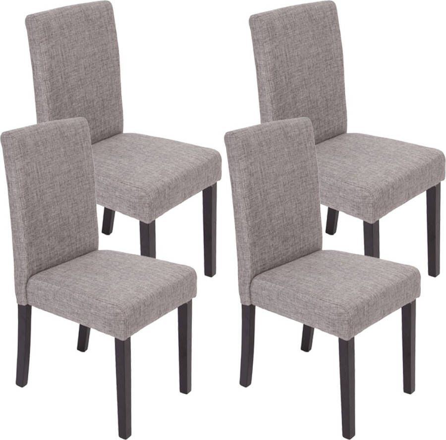 MCW Set van 4 eetkamerstoelen Keukenstoel Littau ~ textiel grijs donkere poten