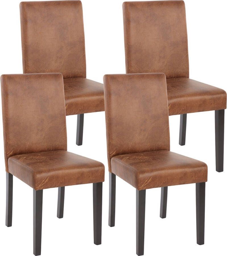 MCW Set van 4 eetkamerstoelen Keukenstoel Littau ~ textiel imitatiesuède donkere poten