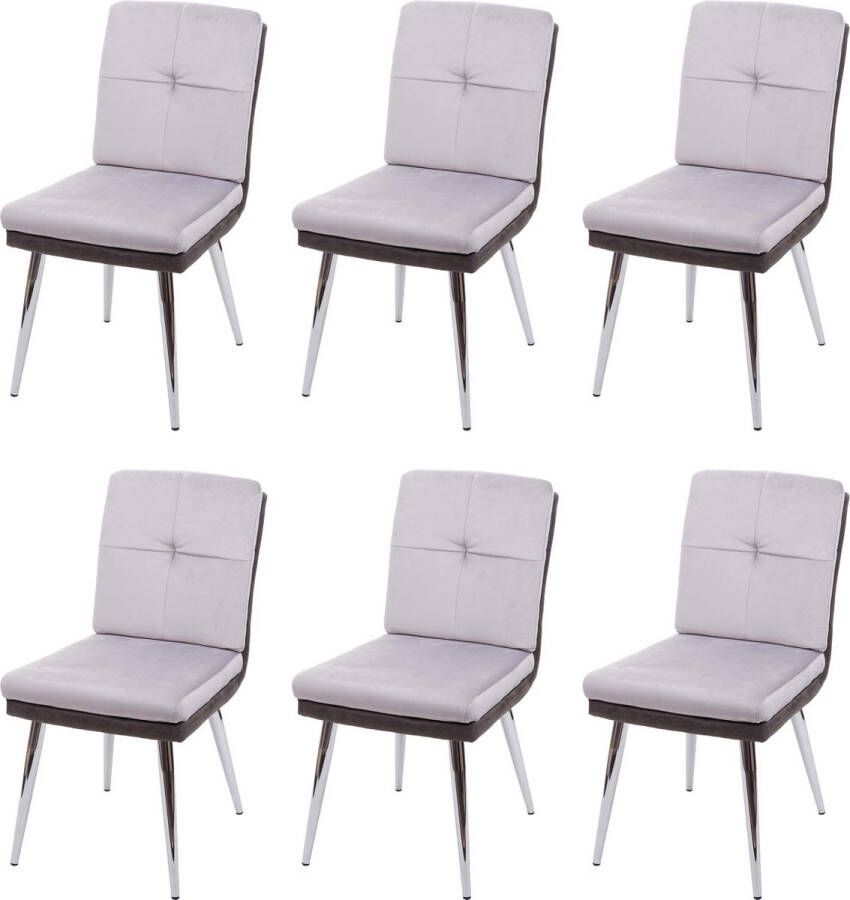 MCW Set van 6 eetkamerstoel -G48 keukenstoel gestoffeerde stoel fauteuil kunstleer fluweel ~ grijs