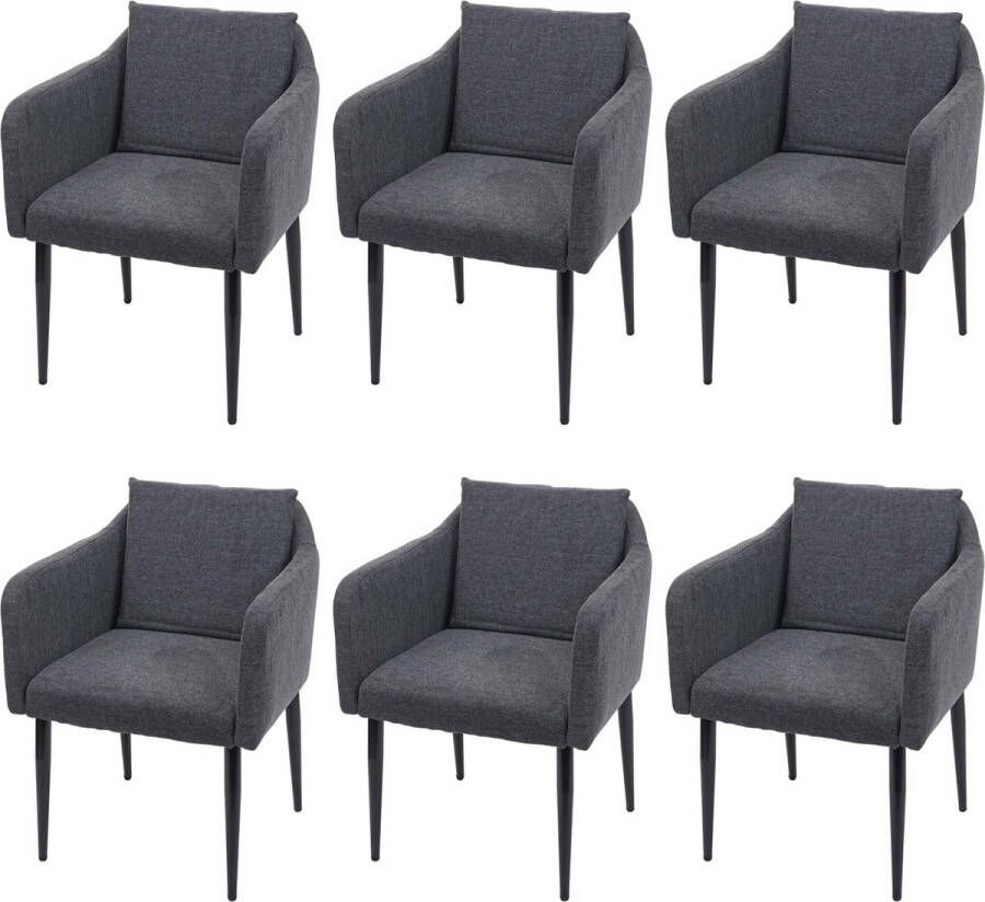 MCW Set van 6 eetkamerstoel -H93 keukenstoel fauteuil stoel ~ stof textiel donkergrijs
