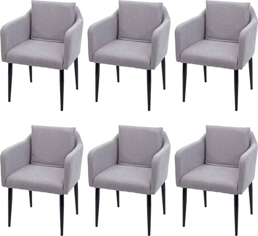 MCW Set van 6 eetkamerstoel -H93 keukenstoel fauteuil stoel ~ stof textiel lichtgrijs