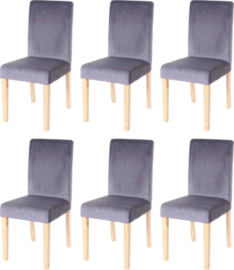 MCW Set van 6 eetkamerstoel keukenstoel Littau fluweel ~ grijs lichte poten