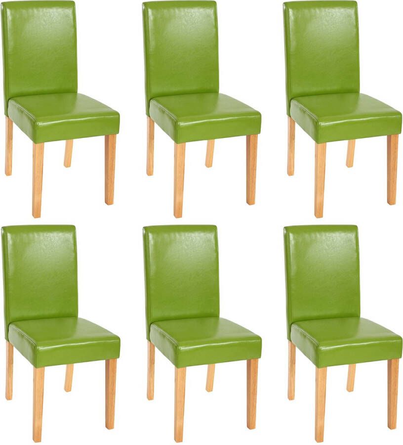 Cosmo Casa Set van 6 eetkamerstoelen keukenstoelen Littau kunstleer groen lichte poten