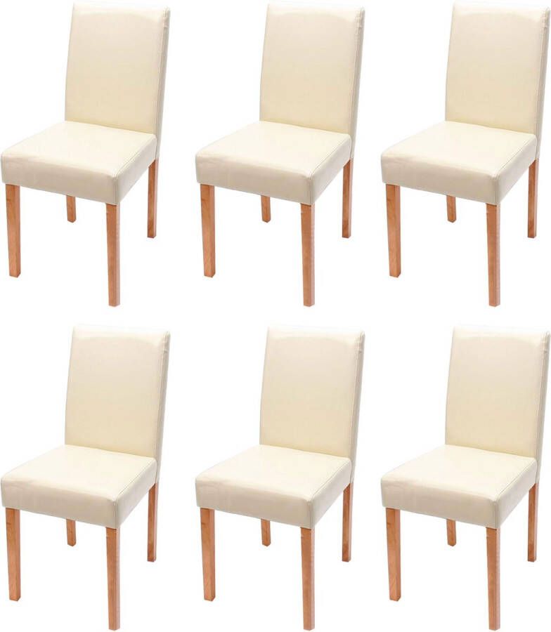 Cosmo Casa Set van 6 Eetkamerstoelen Keukenstoelen Littau Kunstleer Crème Lichte Poten