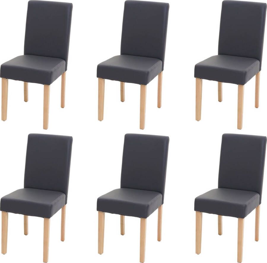 Cosmo Casa Set van 6 eetkamerstoelen Keukenstoel Littau ~ kunstleer grijs mat lichte poten - Foto 1