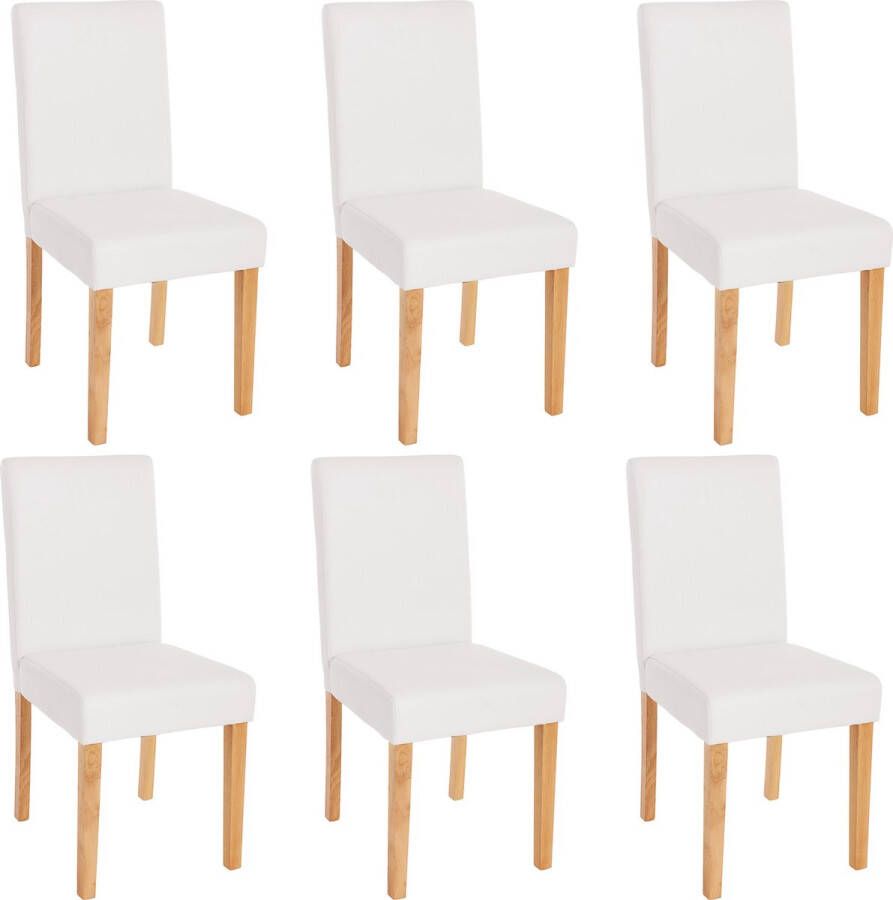 Cosmo Casa Set van 6 eetkamerstoelen Keukenstoel Littau ~ kunstleer mat wit lichtgekleurde poten